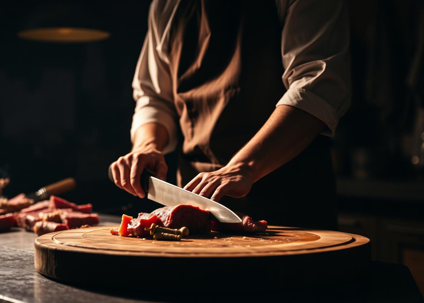 Master butcher at the block